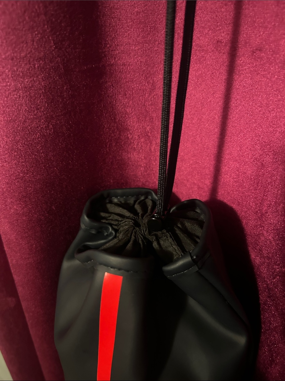 Prada Black Drawstring Toiletry Pouch with Red Stripe - Picture 5 of 9